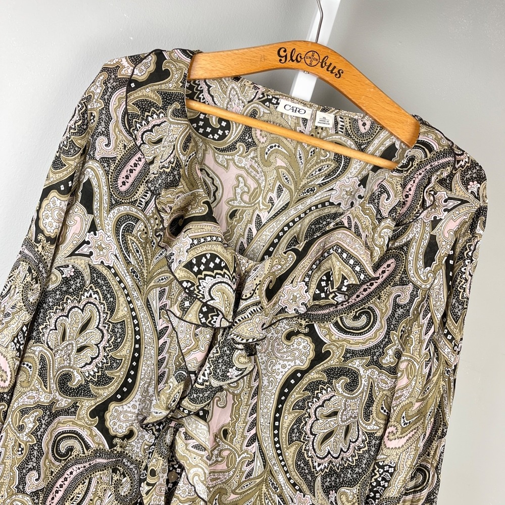 Cato Ruffle Paisley Y2K Style Top Blouse Womens XL Fairycore Romantic